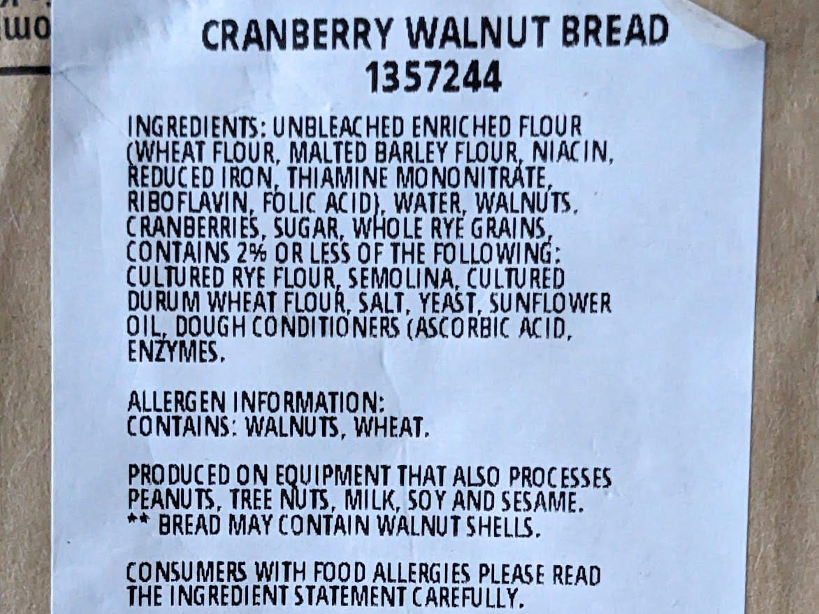 Costco Cranberry Walnut Bread Review • Snarkle-Sauce on Wry