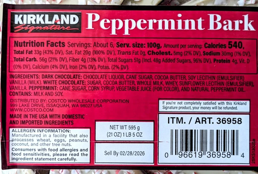 Costco Kirkland Peppermint Bark Review  Snarkle-Sauce on Wry