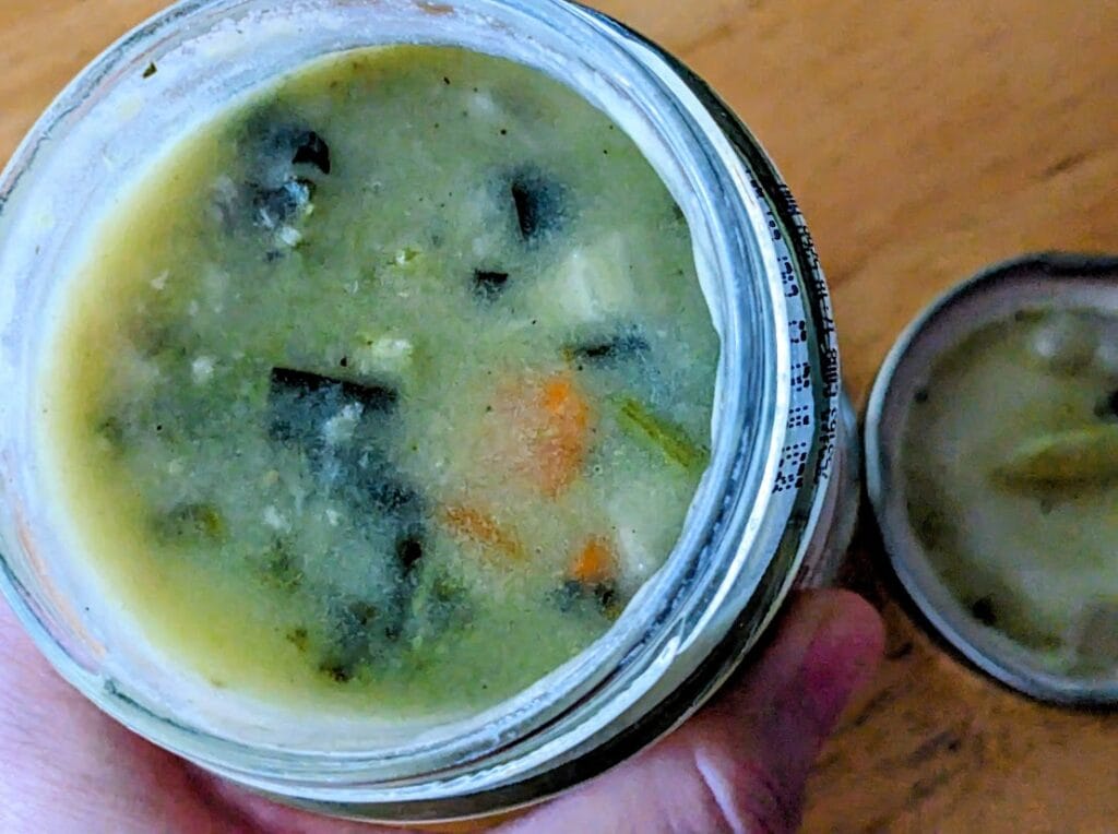 An open jar of Rao's Chicken & Gnocchi Soup.
