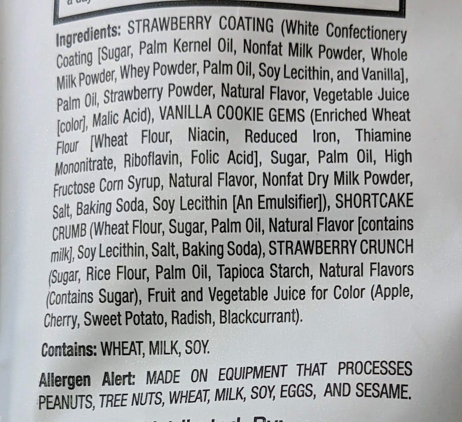 Ingredients in Edward Marc Strawberry Shortcake Bites from Costco.