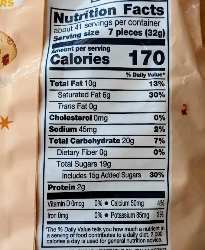 Nutrition Facts in Hershey's Butterbeer Kisses.
