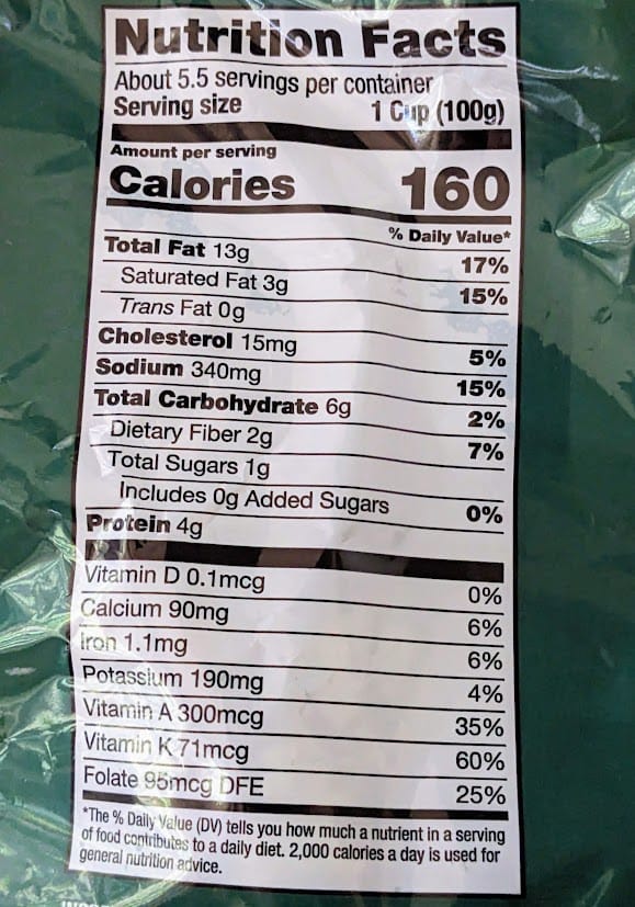 Nutrition Facts in Taylor Farms Ultimate Caesar Salad Kit.