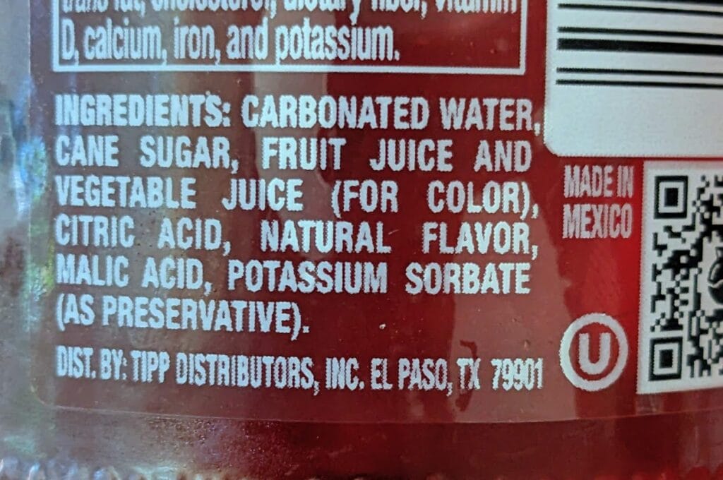 Ingredients in Jarritos Strawberry Mexican Soda.
