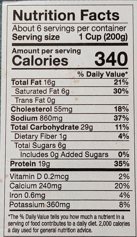 Nutrition Facts in Rana 4 Cheese Chicken Carbonara Lasagna from Costco.