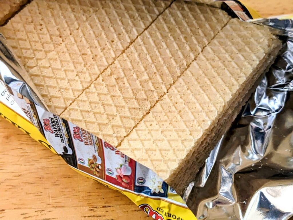 An open package of Flora Lemon Wafers.