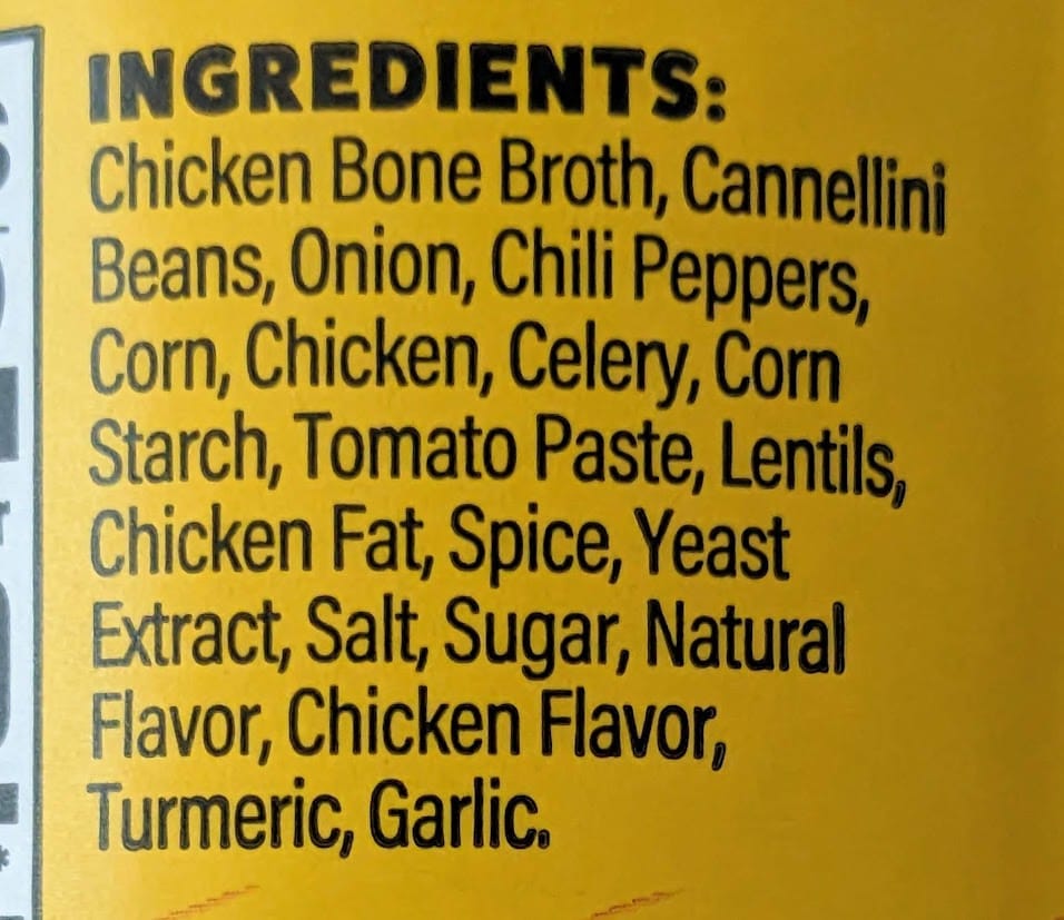 Ingredients in Zoup! White Chicken Chili soup.