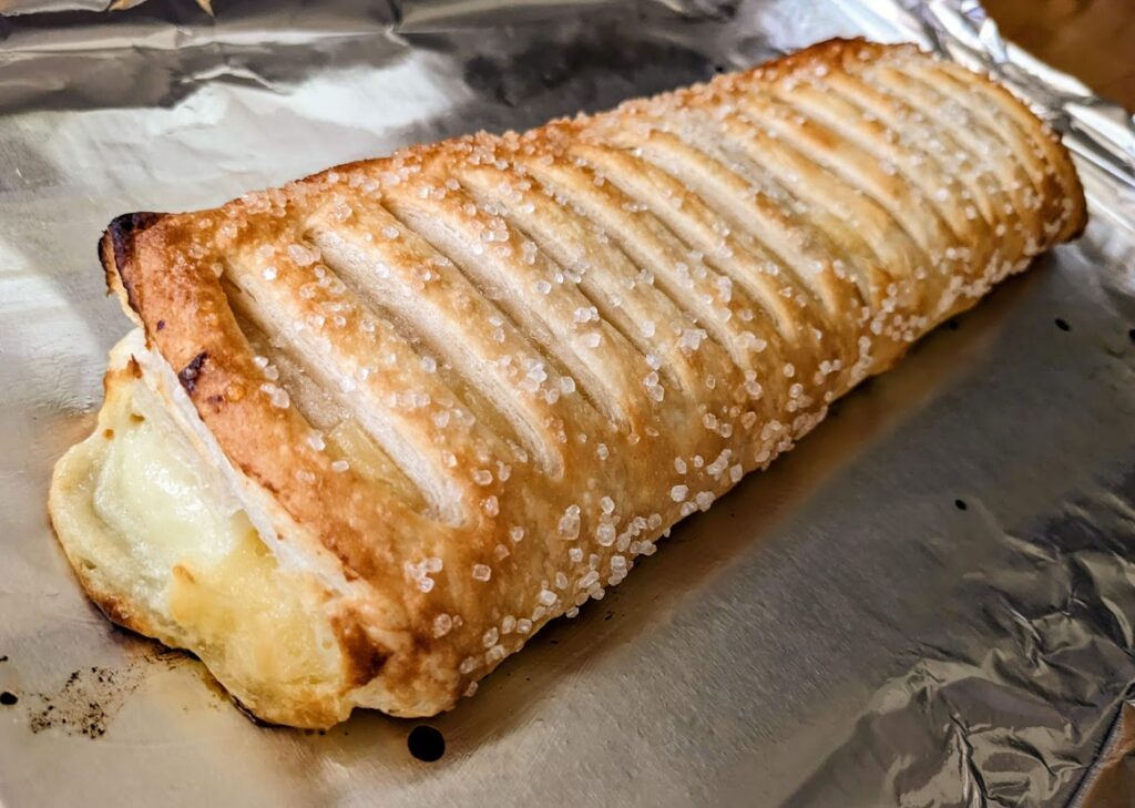 A whole German Lemon Mascarpone Strudel from Aldi.