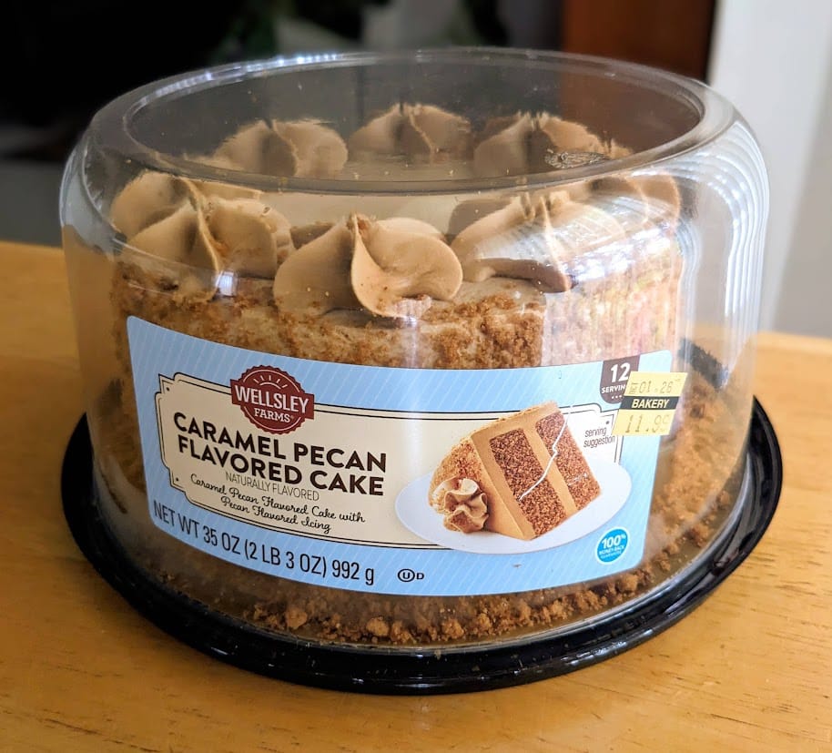 A whole Caramel Pecan cake from BJ's Wholesale Club.